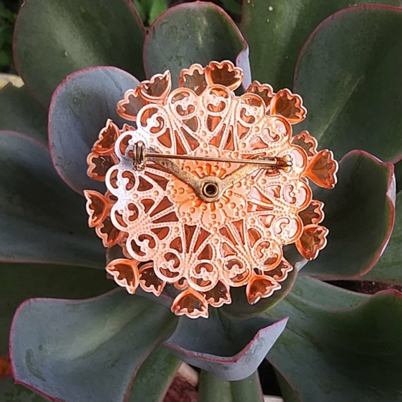 Vintage Enamel Flower Cluster Brooch Earrings Set - Picture 7 of 10